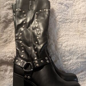 Studded Black Leather Boots